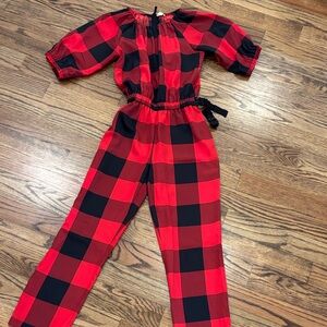 Crewcuts Red and Black Checkered  Jumpsuit